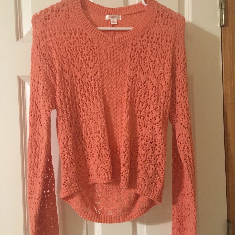 Coral cut-out back crochet sweater